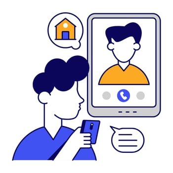 A flat design icon of call vector