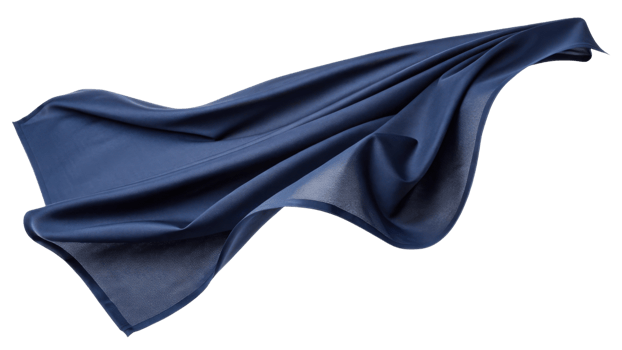 flowing blue fabric drapes elegantly, showcasing its soft texture and graceful movement, perfect for various design projects png