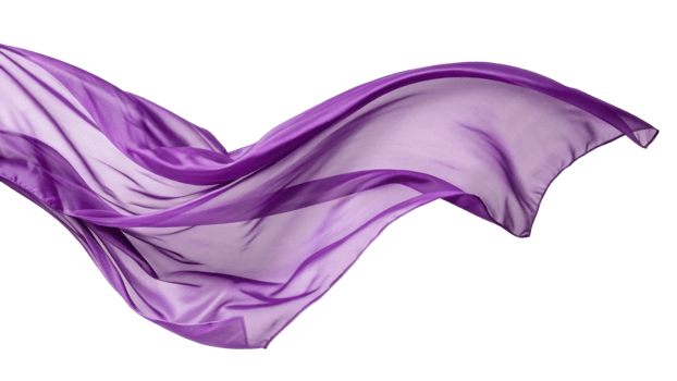 flowing purple silk fabric creates elegant and graceful appearance, perfect for various design projects png
