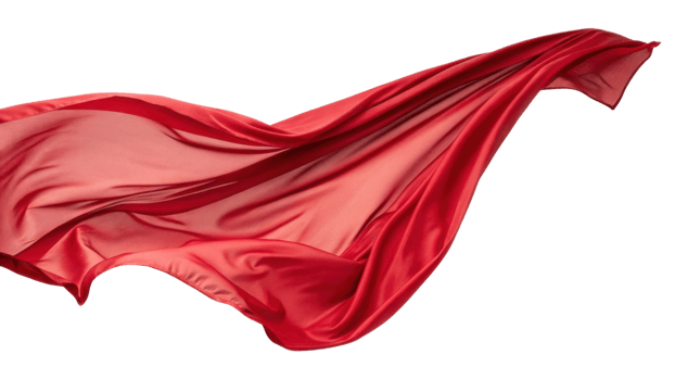 flowing red fabric drapes elegantly, showcasing its smooth texture and vibrant color, evoking sense of luxury and grace png