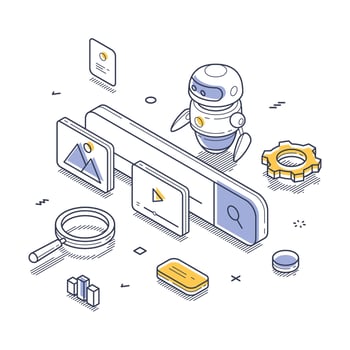 Exploring modern infographic design with isometric illustrations of digital tools vector