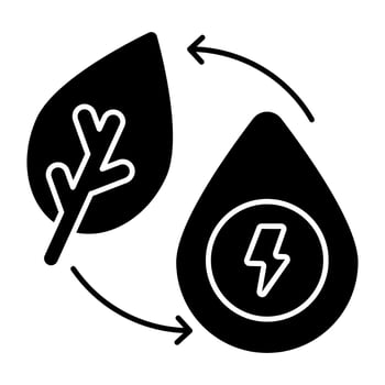 A solid design icon of eco extraction vector