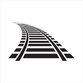 Curved Railroad Tracks Leading to the Horizon Silhouette vector