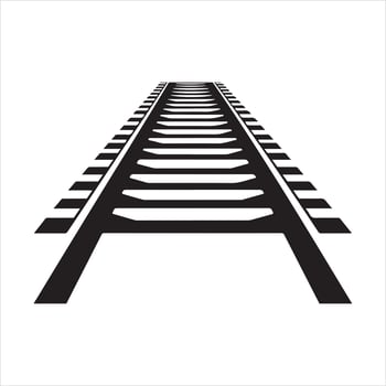 Curved Railroad Tracks Leading to the Horizon black Silhouette vector