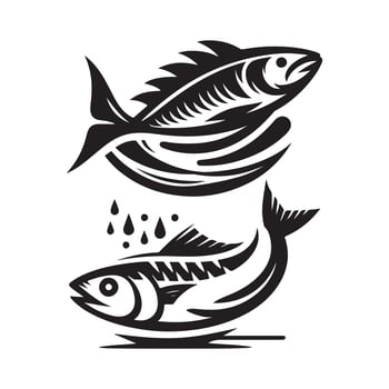 Sardines Fish Silhouette for Print and Web Design vector