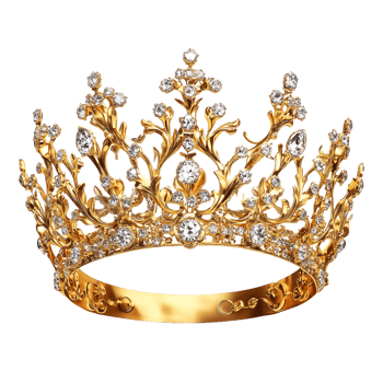 Elegant golden crown on transparent background png