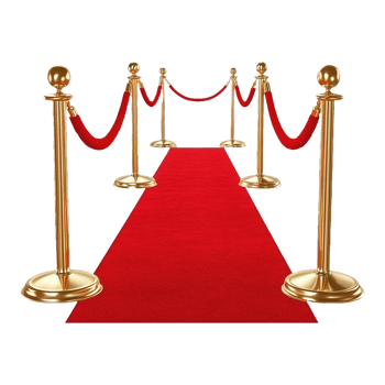 red carpet with gold poles and rope barriers png