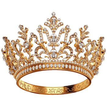 Elegant golden crown adorned with sparkling diamonds, symbolizing royalty, luxury, and sophistication, perfect for high-end fashion, png