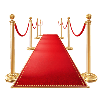 Red carpet entrance with golden stanchions and red ropes png