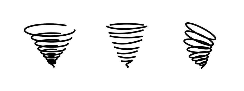 Tornado icon. Spiral vortex shape representing a twister illustration. Natural disaster symbol used in weather warnings, emergency alerts and meteorology applications. vector