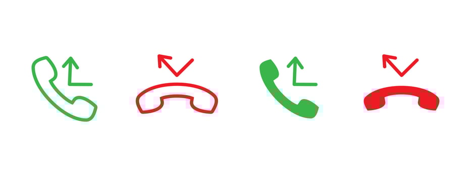 Call icon. Phone receiver with incoming and outgoing arrow illustration. Communication symbol for contact apps, call logs and mobile phone interface. vector