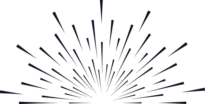 Retro radial lines radiating from the center, expanding into a semicircle on a clean white background, perfect for enhancing vintage design projects with dynamic energy and style vector
