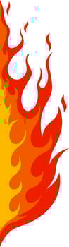 Vertical illustration featuring stylized flames in shades of red and orange rising against a white backdrop, creating a vibrant and energetic visual vector