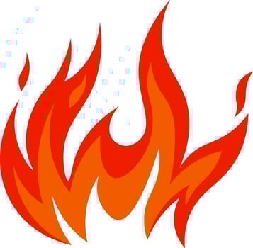 Red and orange stylized flames rising on a white background, creating a vibrant and energetic visual, perfect for representing concepts of heat, energy, and passion vector