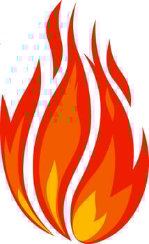 Stylized flames in red and orange colors are rising and creating dynamic shapes, suggesting heat, energy, and passion against a clean white backdrop vector