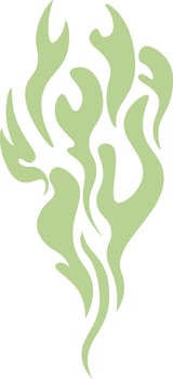Stylized rising smoke in light green hues and smooth curves on a white background evokes fluidity and ethereal beauty, perfect for nature and abstract design projects vector