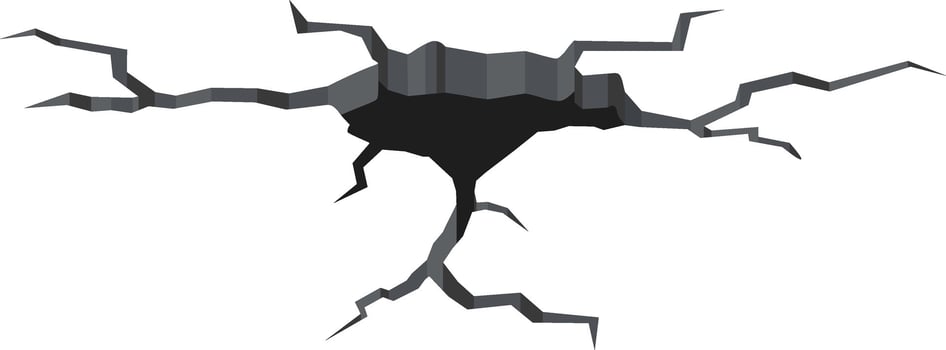 Ground splitting open, creating a large crack and forming a dark hole, illustrating the destructive impact of earthquakes or droughts on the earth's surface and terrain vector