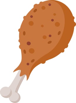 Simple illustration of a crispy fried chicken leg isolated on white background, representing fast food, unhealthy eating habits, and fried dishes vector