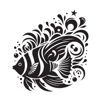 Moorish Idol Silhouette for Graphic Illustration vector