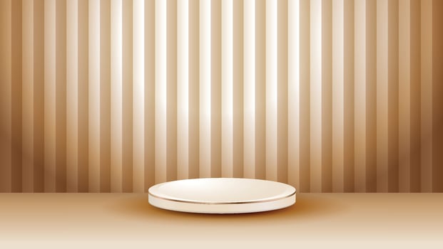 product podium with sparkle golden lines elements 3d realistic design vector