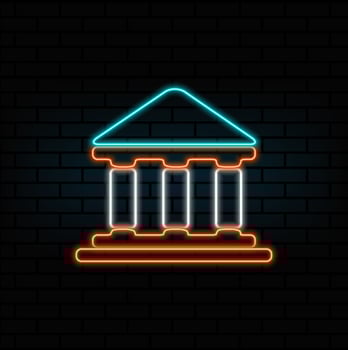 museum building icon. museum sign. symbol, icon. art gallery logo. architecture. neon style.bank line icon, school and education icon. vector