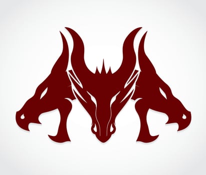 dragon heads simple logo design vector