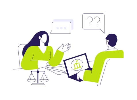 Pass immigration interview abstract concept illustration. vector