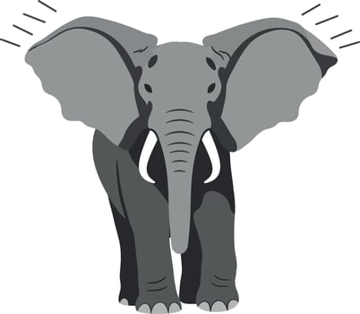 A majestic grey elephant standing proudly in a flat, minimal design art vector