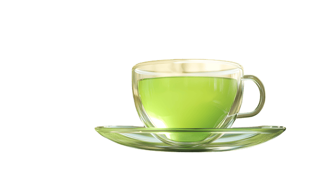 A refreshing cup of green tea in a transparent glass perfect for health and wellness themes png