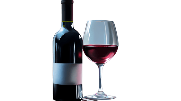 Elegant Wine Bottle and Glass Displayed Against a Dark Background png