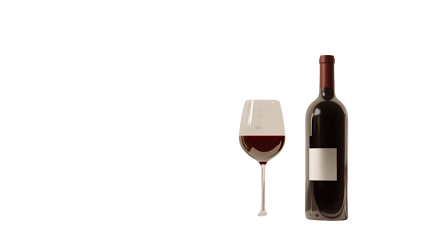 Elegant Wine Bottle and Glass on Black Background for Culinary and Beverage Themes png