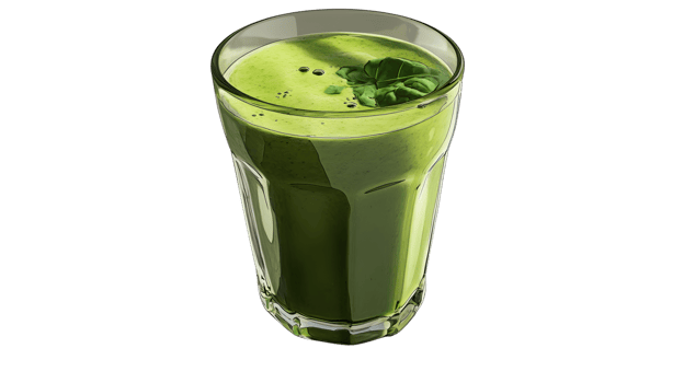 Refreshing Green Smoothie in a Glass with Fresh Leaves png