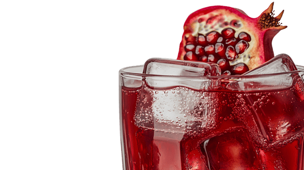 Refreshing Pomegranate Drink with Ice Cubes in Glass png