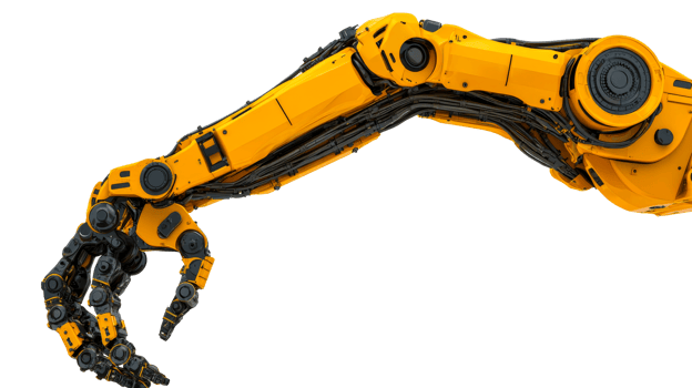 Robot arm, mechanical hand, industrial design, automation technology, cut out transparent png
