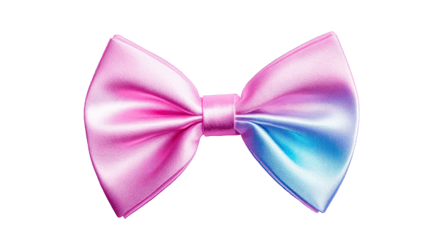 Pink and Blue Silk Bow Tie against Black, cut out transparent png