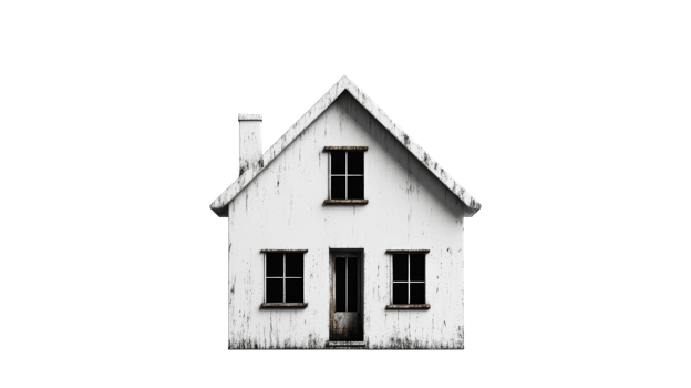 Small house isolated on black background, cut out transparent png