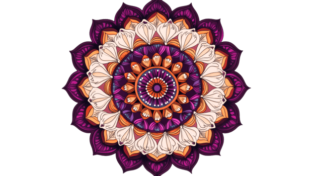 Colorful Mandala Illustration with Floral Patterns, cut out transparent png
