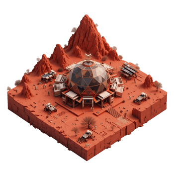 A low poly model of a desert house in the middle of a desert png