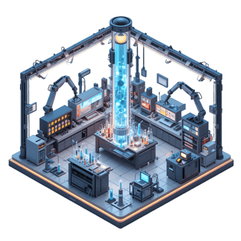 Futuristic Science Laboratory Isometric 3D Render png