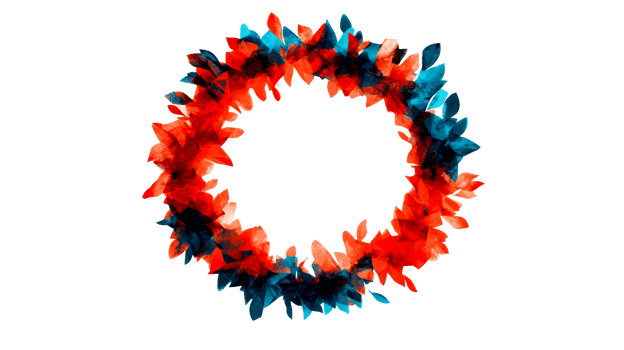 Watercolor wreath of colorful petals, cut out transparent png