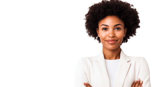 Elegant businesswoman with confident expression, cut out transparent png