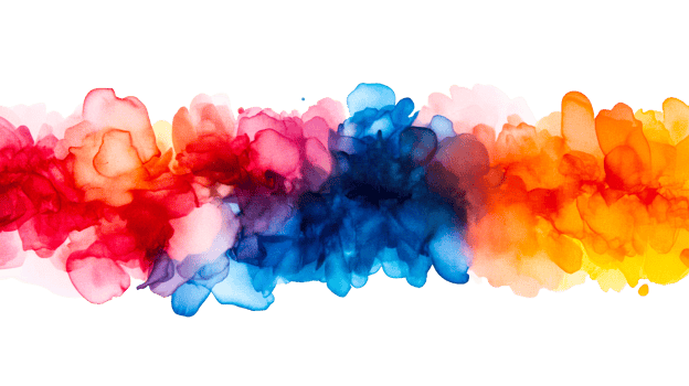 Colorful watercolor illustration with rainbow effect, cut out transparent png