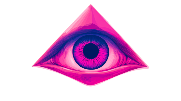 Pink Triangle Eye, Surreal, Illustration, Futuristic, Creative, Strange, cut out transparent png