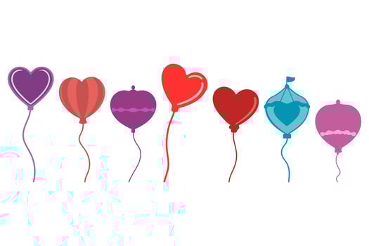 Valentine Flying Balloon Designs and Styles Icon Set vector