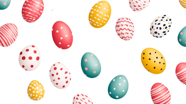 Festive Easter Eggs with Colorful Designs, cut out transparent png
