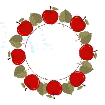 Beautiful Red Apple Wreath adorned with Leaves, designed vector