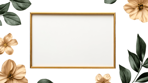 Frame with Flowers and Leaves, Template for Display, cut out transparent png