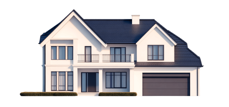 Modern Luxury House with Balcony and Garage, cut out transparent png