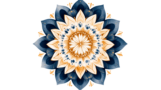Floral Mandala with Intricate Blue Petals, cut out transparent png