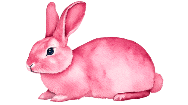 Watercolor pink rabbit illustration, cute bunny animal, cut out transparent png
